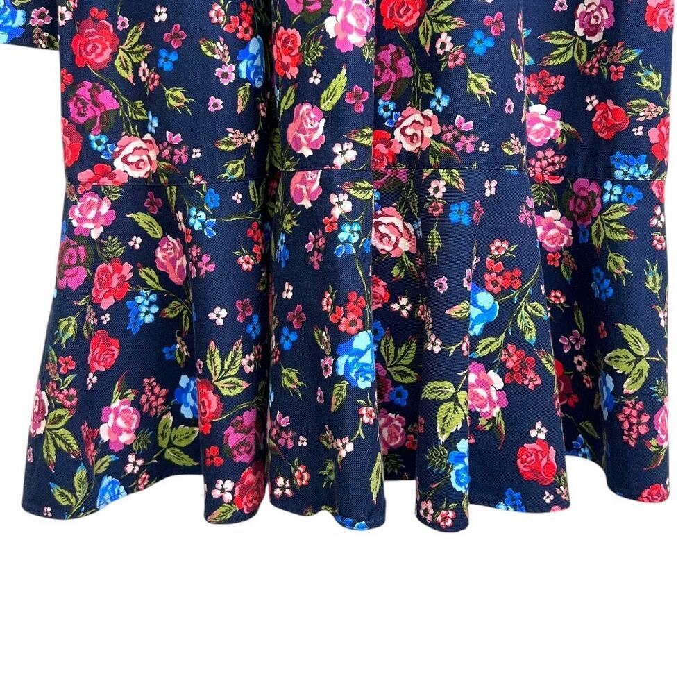 Duffield Lane Iris Shirt Dress Ruffle Hem in Navy Blue 100% Cotton Women's Large - Picture 7 of 16